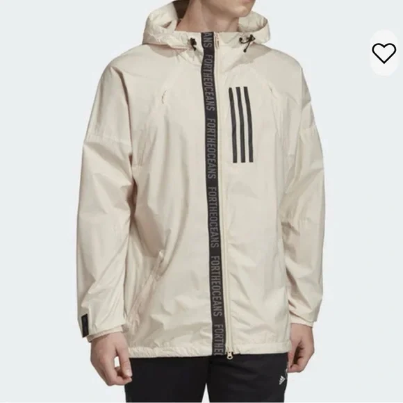 adidas WND M Casual Sports hooded Woven Jacket Beige DX9290 - Picture 2 of 5